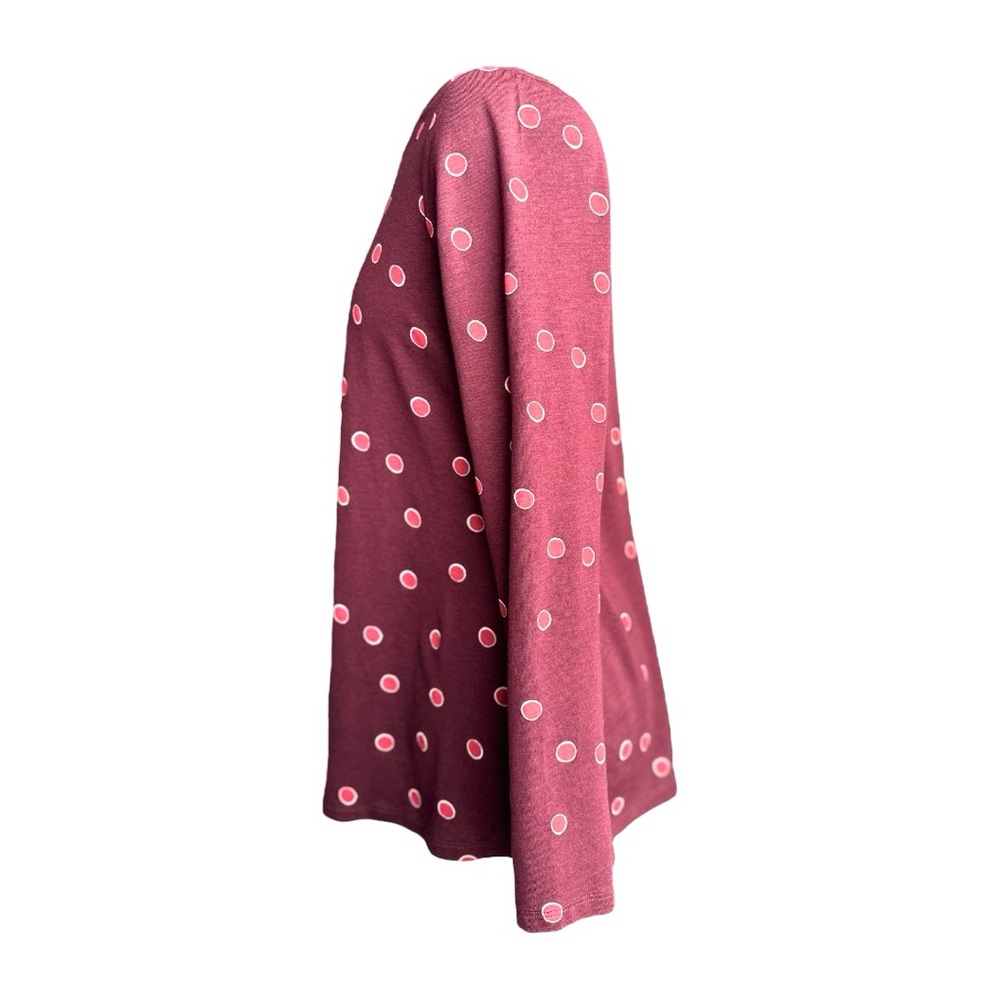 NWOT Boden Burgundy Swing Top with Pink polka dots - Picture 8 of 10